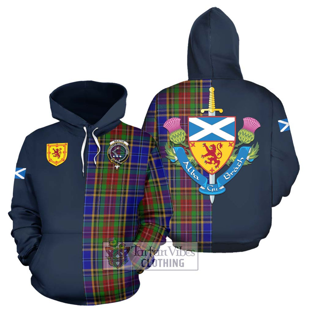 Beattie Tartan Hoodie Alba with Scottish Lion Royal Arm Half Style Zip Hoodie - Tartan Vibes Clothing