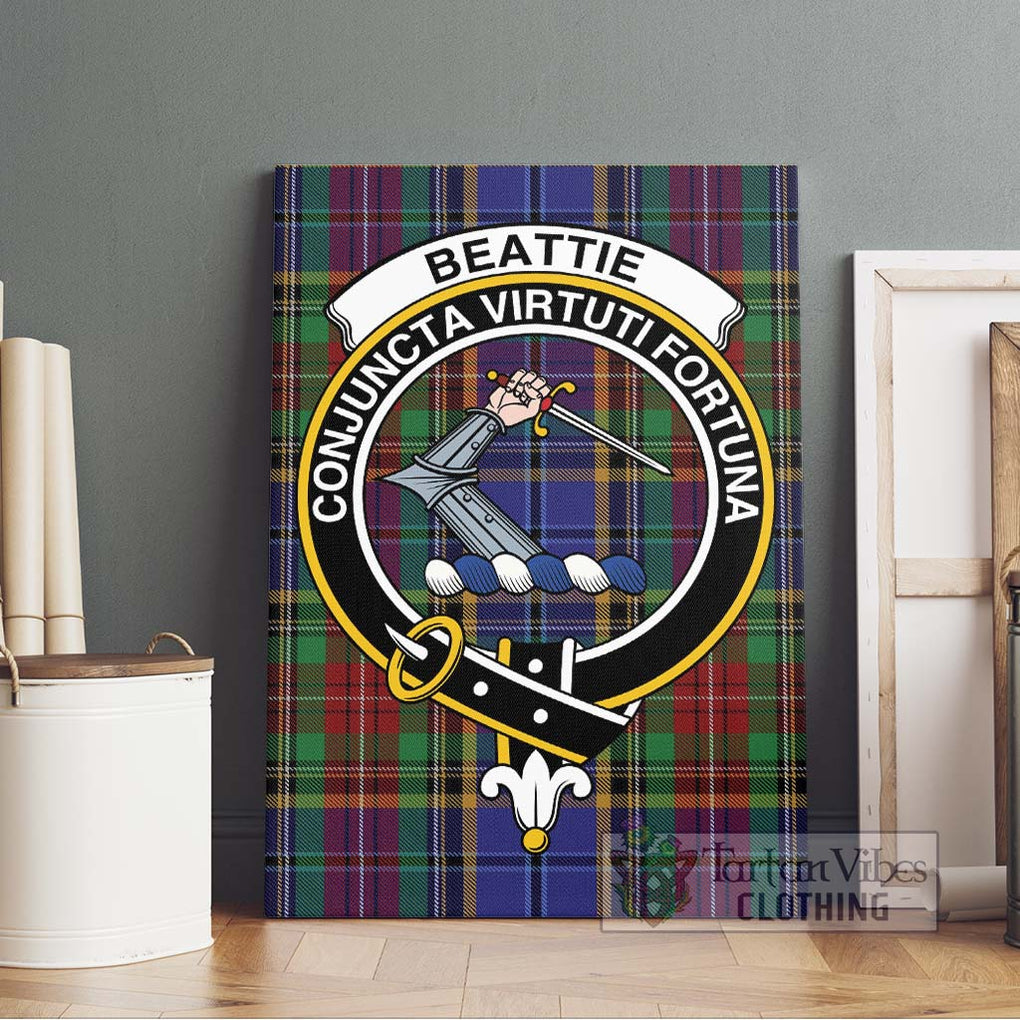 Beattie Tartan Canvas Print Wall Art with Family Crest Without Frame - Tartan Vibes Clothing