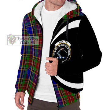 Beattie Tartan Sherpa Hoodie with Family Crest Circle Style Unisex S - Tartan Vibes Clothing