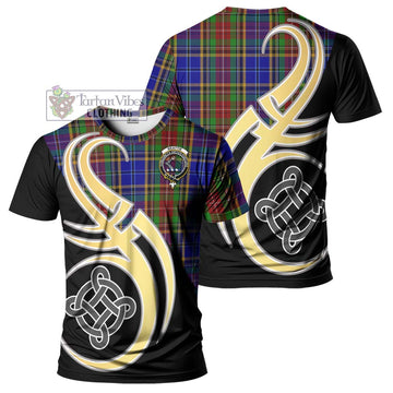 Beattie Tartan T-Shirt with Family Crest and Celtic Symbol Style