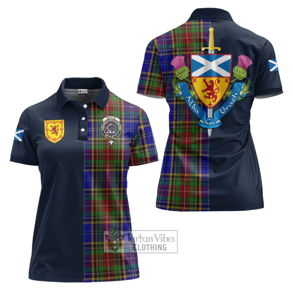 Beattie Tartan Women's Polo Shirt Alba with Scottish Lion Royal Arm Half Style Women - Tartan Vibes Clothing