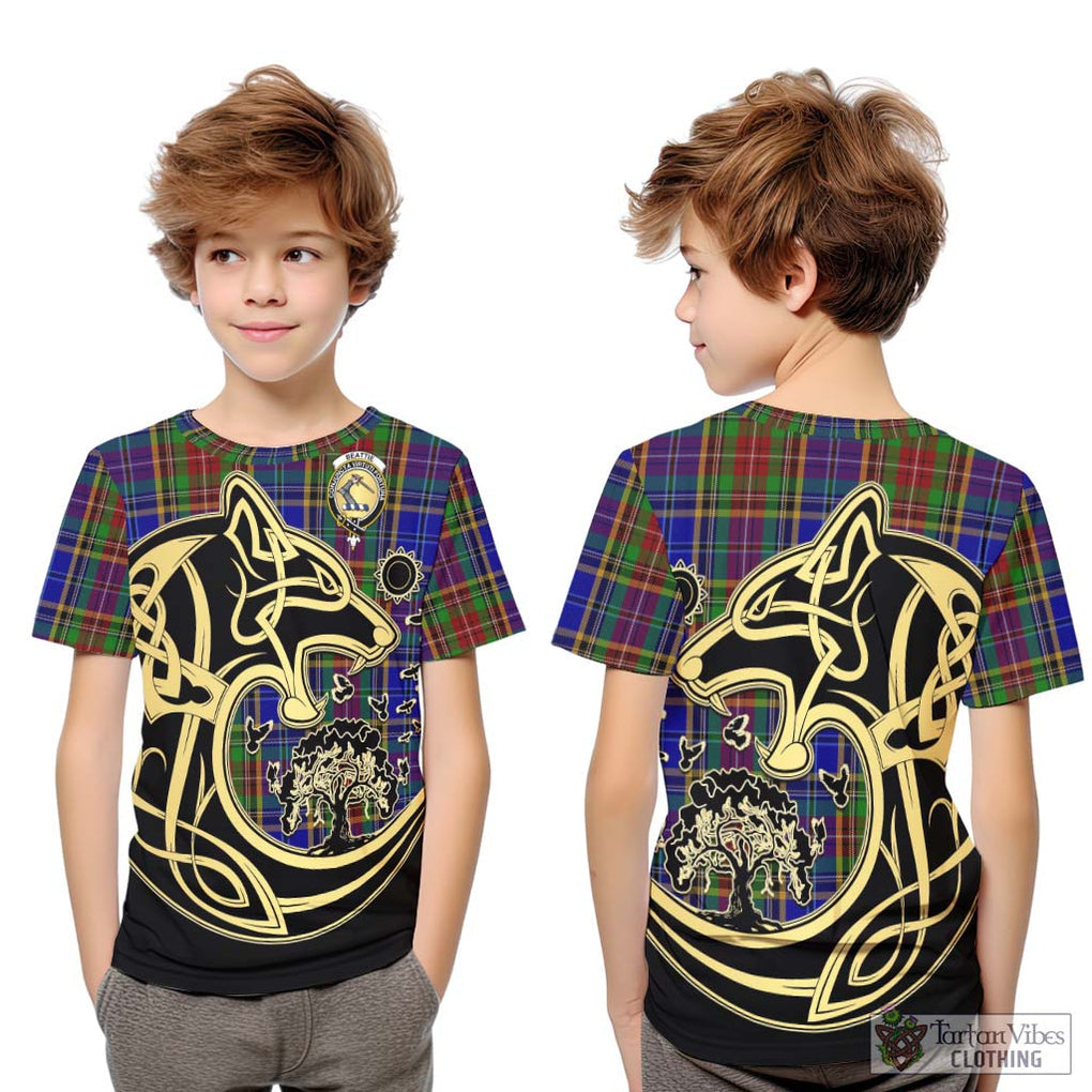 Beattie Tartan Kid T-Shirt with Family Crest Celtic Wolf Style Youth XL Size14 - Tartan Vibes Clothing