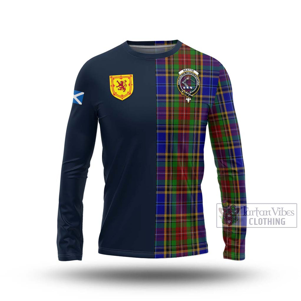Beattie Tartan Long Sleeve T-Shirt Alba with Scottish Lion Royal Arm Half Style Unisex - Tartan Vibes Clothing