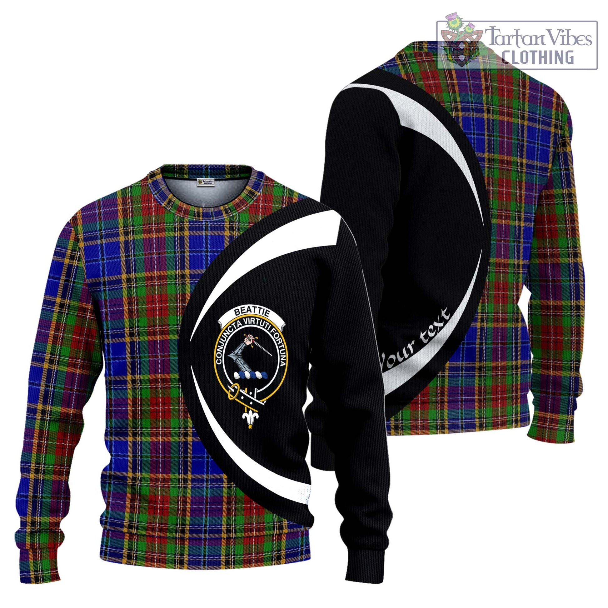 Beattie Tartan Ugly Sweater with Family Crest Circle Style Unisex - Tartan Vibes Clothing