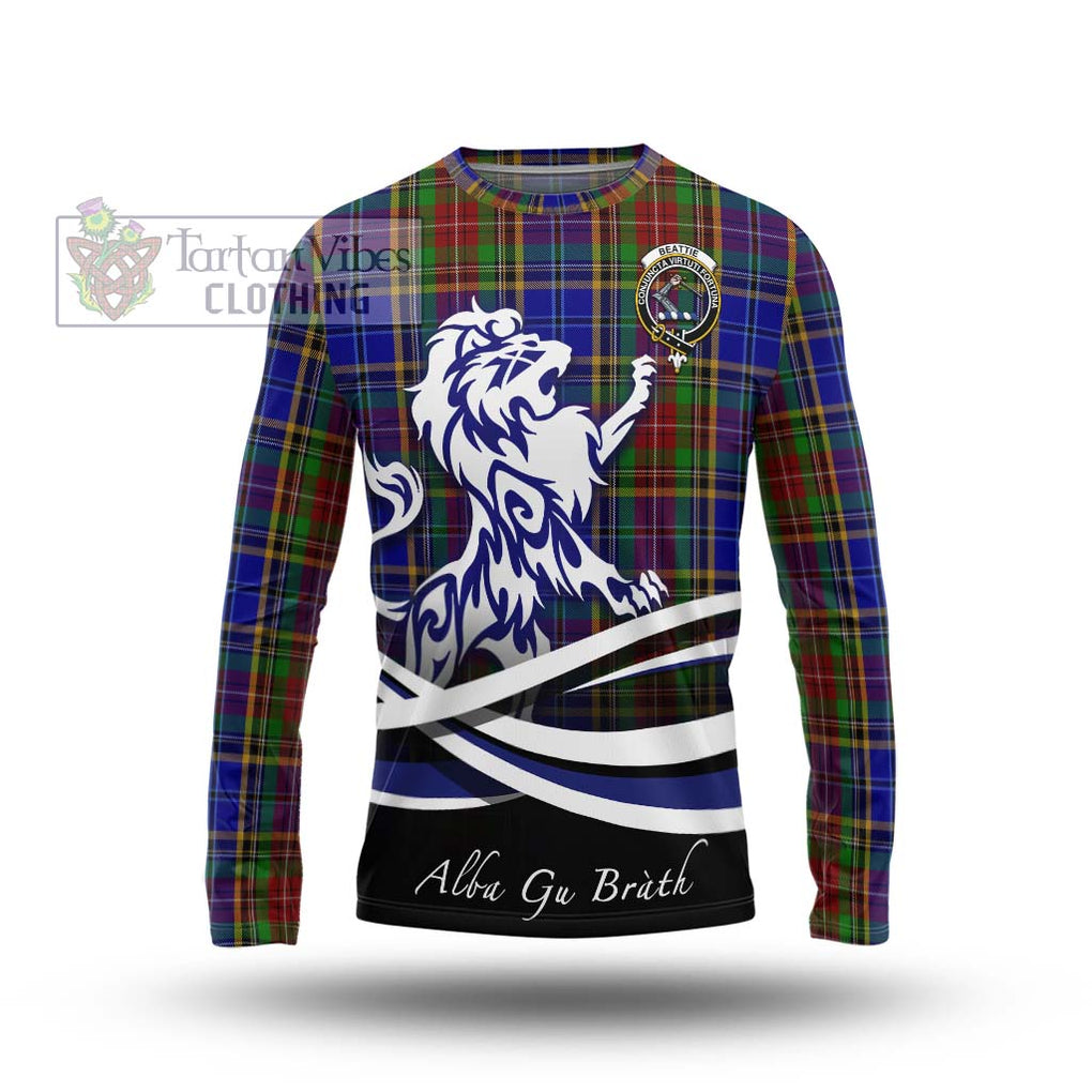 Beattie Tartan Long Sleeve T-Shirt with Alba Gu Brath Regal Lion Emblem Unisex - Tartan Vibes Clothing