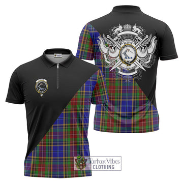 Beattie Tartan Zipper Polo Shirt with Family Crest and Military Logo Style Unisex - Tartan Vibes Clothing