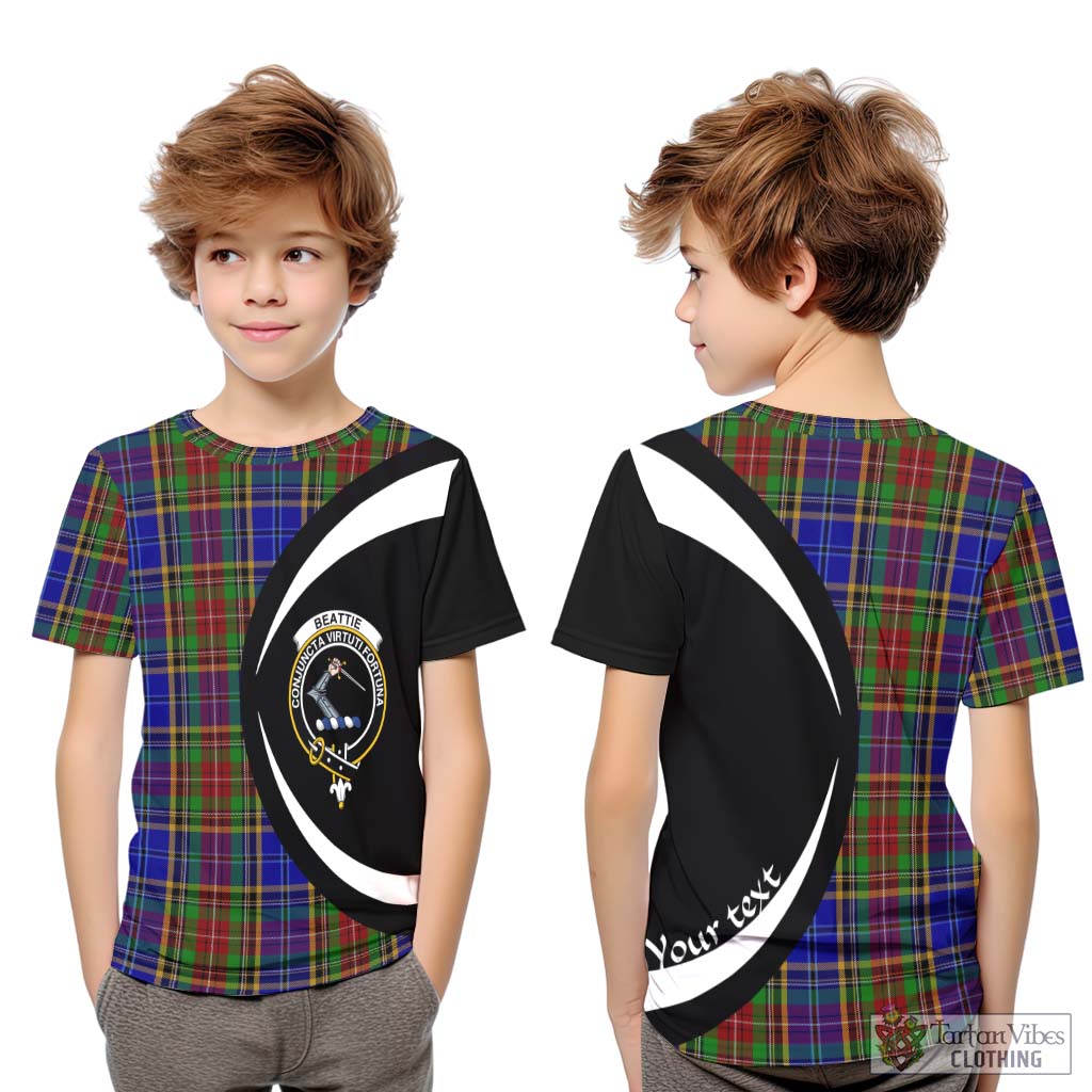 Beattie Tartan Kid T-Shirt with Family Crest Circle Style Youth XL Size14 - Tartan Vibes Clothing