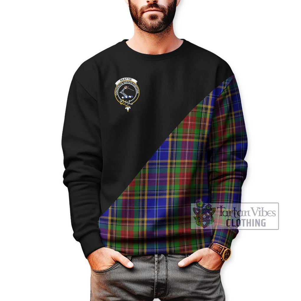 Beattie Tartan Sweatshirt with Family Crest and Military Logo Style Unisex - Tartan Vibes Clothing