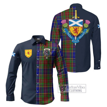 Tartan Vibes Clothing Beattie Tartan Long Sleeve Button Shirt with Scottish Lion Royal Arm Half Style