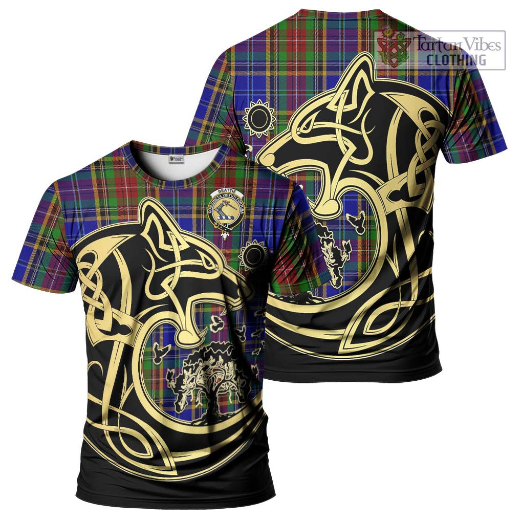 Beattie Tartan T-Shirt with Family Crest Celtic Wolf Style Kid's Shirt - Tartan Vibes Clothing