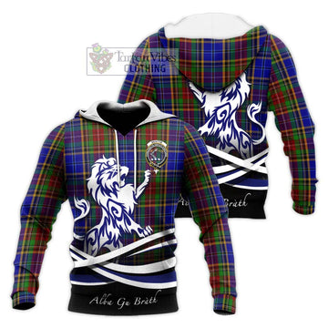 Beattie Tartan Knitted Hoodie with Alba Gu Brath Regal Lion Emblem Unisex Knitted Pullover Hoodie - Tartan Vibes Clothing