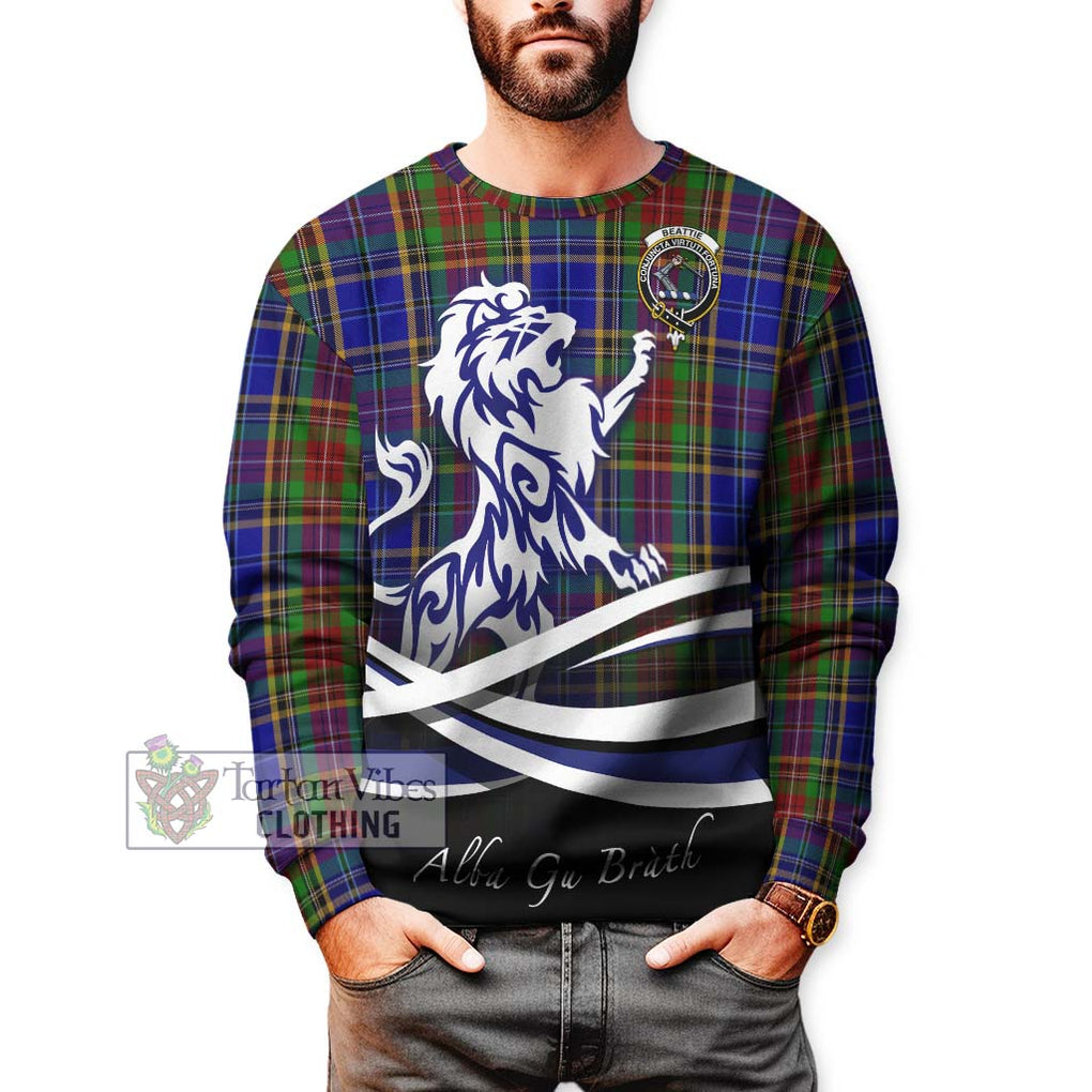 Beattie Tartan Sweatshirt with Alba Gu Brath Regal Lion Emblem Unisex - Tartan Vibes Clothing
