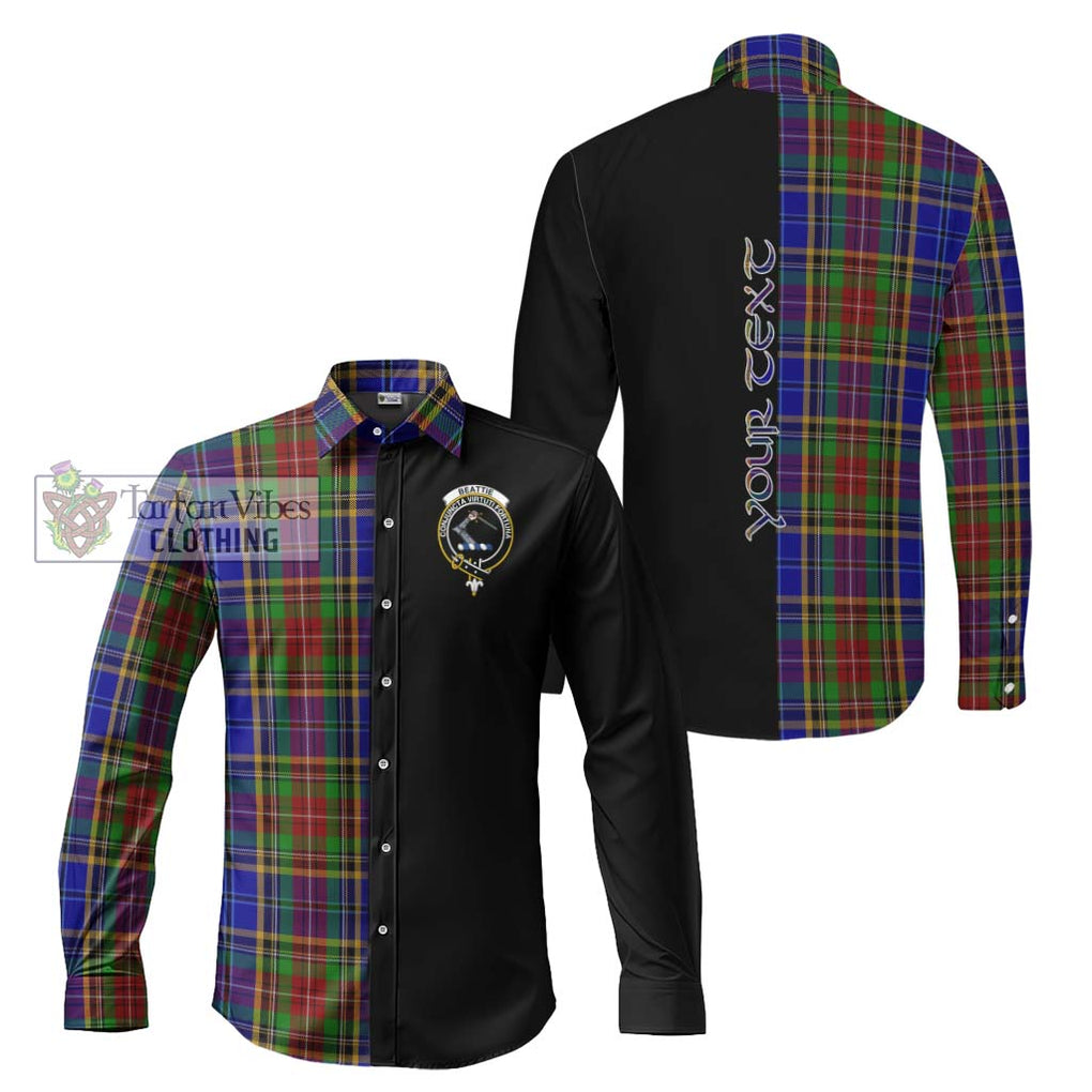 Beattie Tartan Long Sleeve Button Shirt with Family Crest and Half Of Me Style Men's Shirt S - Tartanvibesclothing Shop