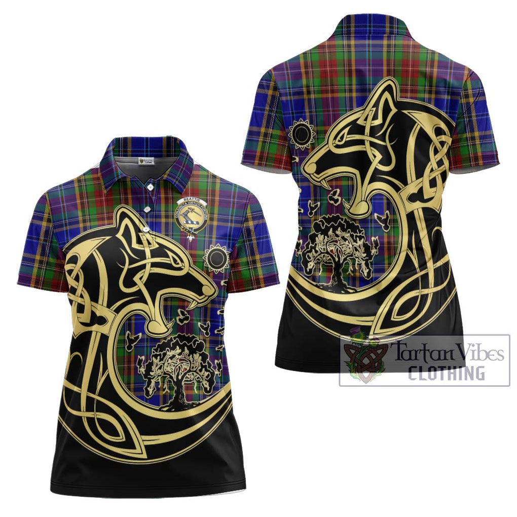 Beattie Tartan Women's Polo Shirt with Family Crest Celtic Wolf Style Women - Tartan Vibes Clothing