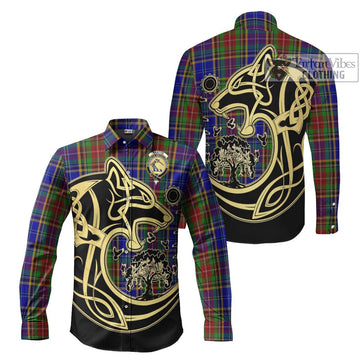 Beattie Tartan Long Sleeve Button Shirt with Family Crest Celtic Wolf Style Men's Shirt S - Tartan Vibes Clothing