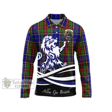 Beattie Tartan Long Sleeve Polo Shirt with Alba Gu Brath Regal Lion Emblem Unisex - Tartan Vibes Clothing