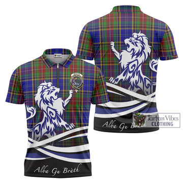 Beattie Tartan Zipper Polo Shirt with Alba Gu Brath Regal Lion Emblem Unisex - Tartan Vibes Clothing