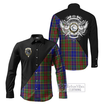 Beattie Tartan Long Sleeve Button Shirt with Family Crest and Military Logo Style Men's Shirt S - Tartanvibesclothing Shop