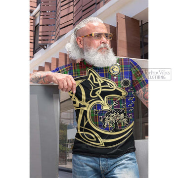 Beattie Tartan Cotton T-shirt with Family Crest Celtic Wolf Style