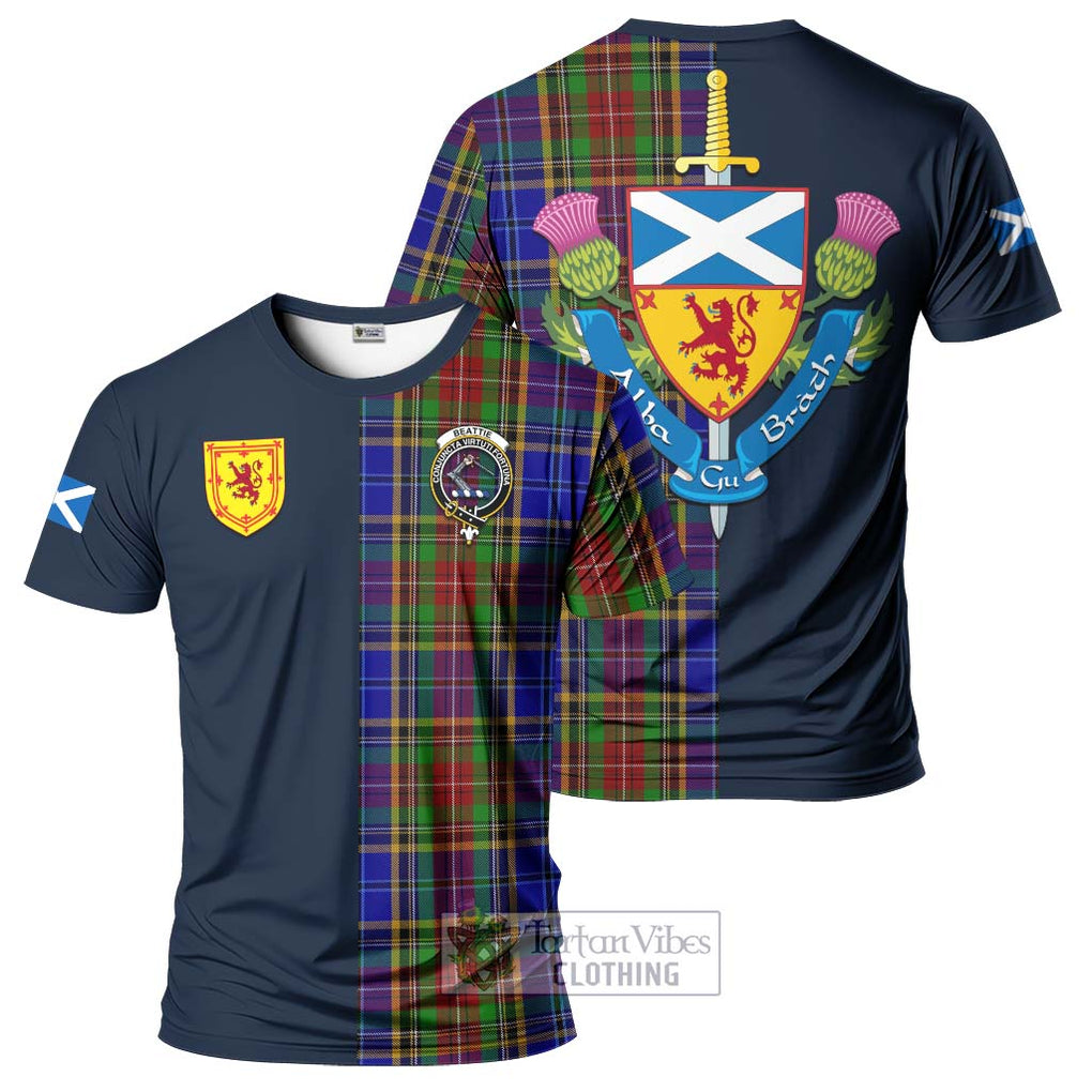 Tartan Vibes Clothing Beattie Tartan T-Shirt Alba with Scottish Lion Royal Arm Half Style
