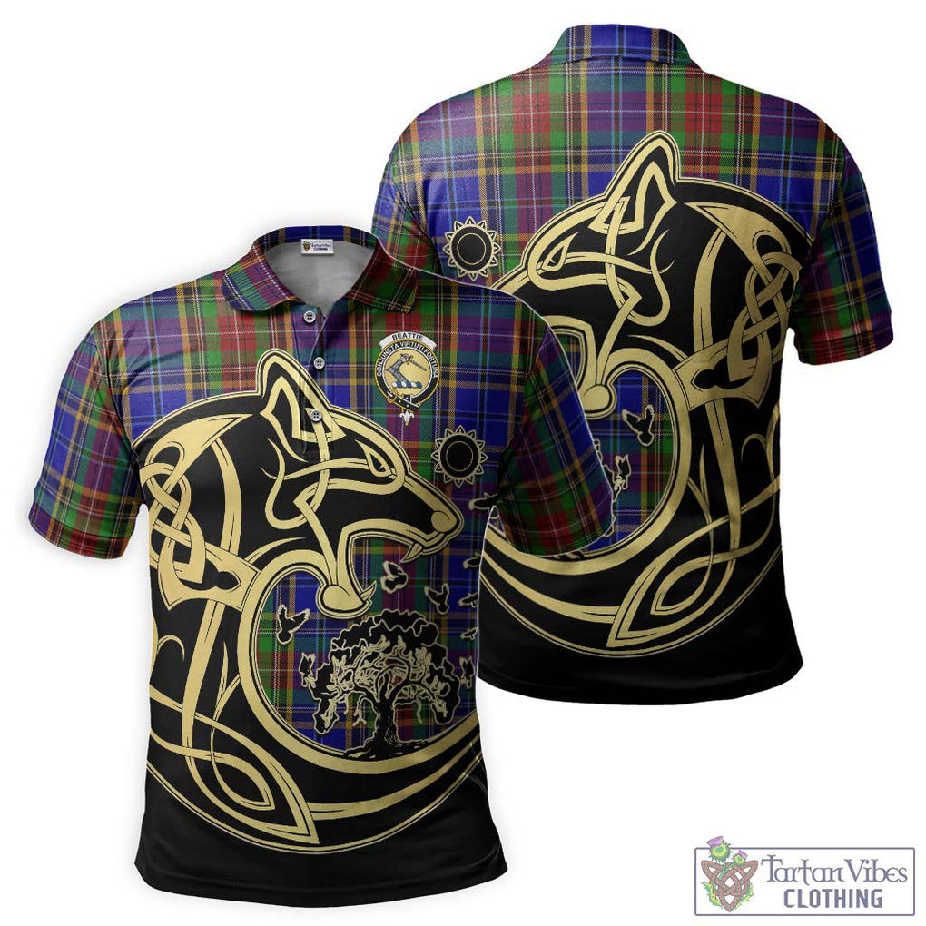 Beattie Tartan Polo Shirt with Family Crest Celtic Wolf Style Kid - Tartan Vibes Clothing