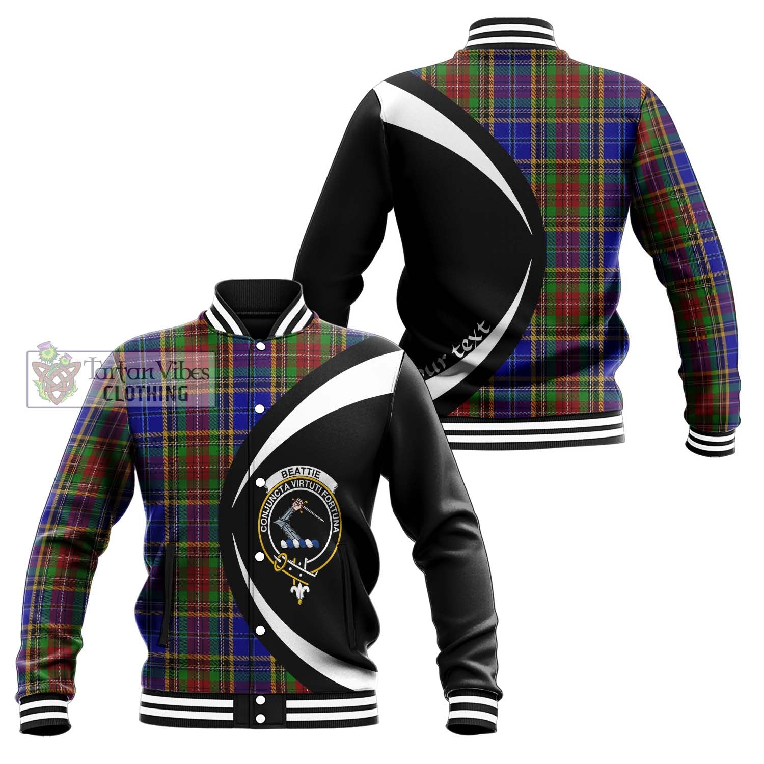Beattie Tartan Baseball Jacket with Family Crest Circle Style Unisex - Tartan Vibes Clothing