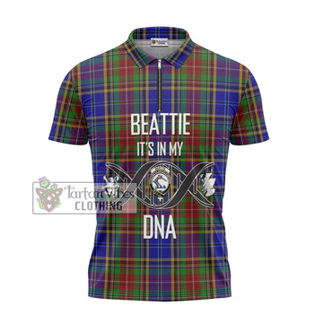 Beattie Tartan Zipper Polo Shirt with Family Crest DNA In Me Style - Tartan Vibes Clothing