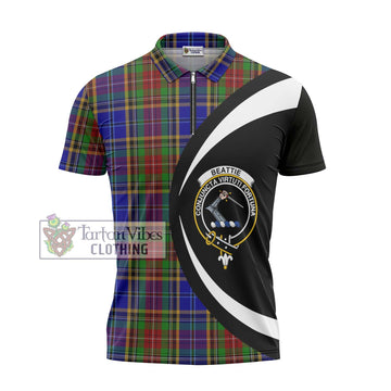 Beattie Tartan Zipper Polo Shirt with Family Crest Circle Style - Tartan Vibes Clothing