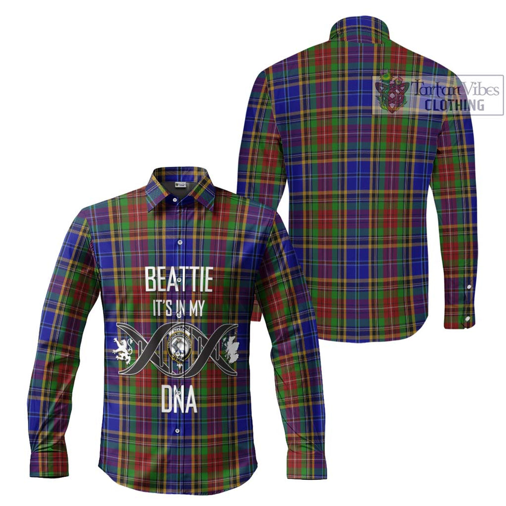 Beattie Tartan Long Sleeve Button Shirt with Family Crest DNA In Me Style Men's Shirt - Tartanvibesclothing Shop