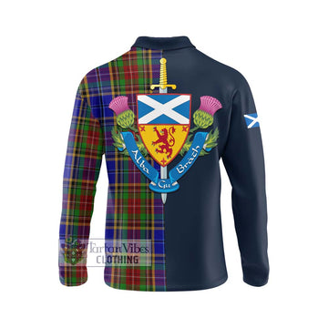 Beattie Tartan Long Sleeve Polo Shirt Alba with Scottish Lion Royal Arm Half Style - Tartan Vibes Clothing