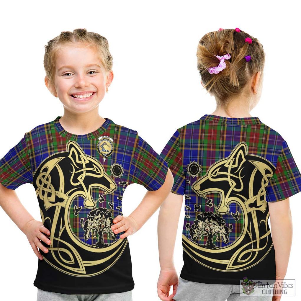 Beattie Tartan Kid T-Shirt with Family Crest Celtic Wolf Style - Tartan Vibes Clothing