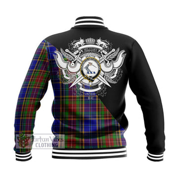 Beattie Tartan Baseball Jacket with Family Crest and Military Logo Style - Tartan Vibes Clothing