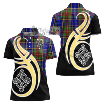 Beattie Tartan Women's Polo Shirt with Family Crest and Celtic Symbol Style - Tartan Vibes Clothing
