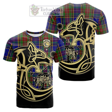 Beattie Tartan Cotton T-shirt with Family Crest Celtic Wolf Style