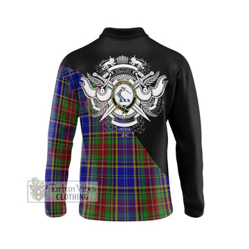 Beattie Tartan Long Sleeve Polo Shirt with Family Crest and Military Logo Style - Tartan Vibes Clothing