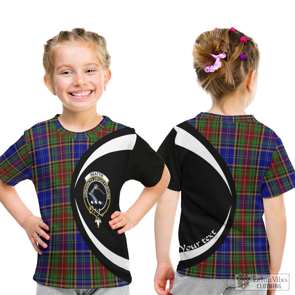 Beattie Tartan Kid T-Shirt with Family Crest Circle Style - Tartan Vibes Clothing