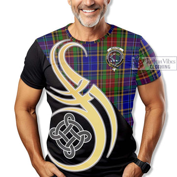 Beattie Tartan T-Shirt with Family Crest and Celtic Symbol Style