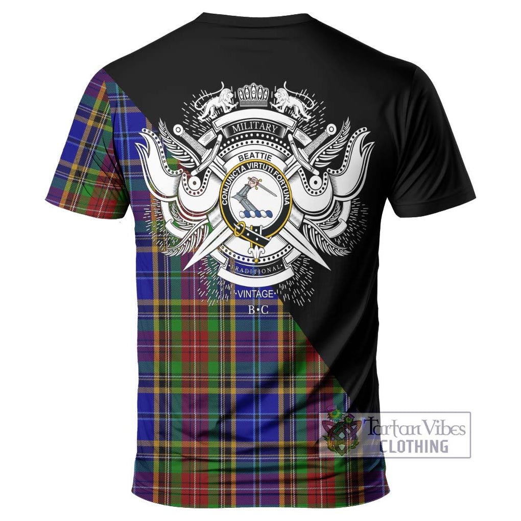 Beattie Tartan T-Shirt with Family Crest and Military Logo Style - Tartanvibesclothing Shop