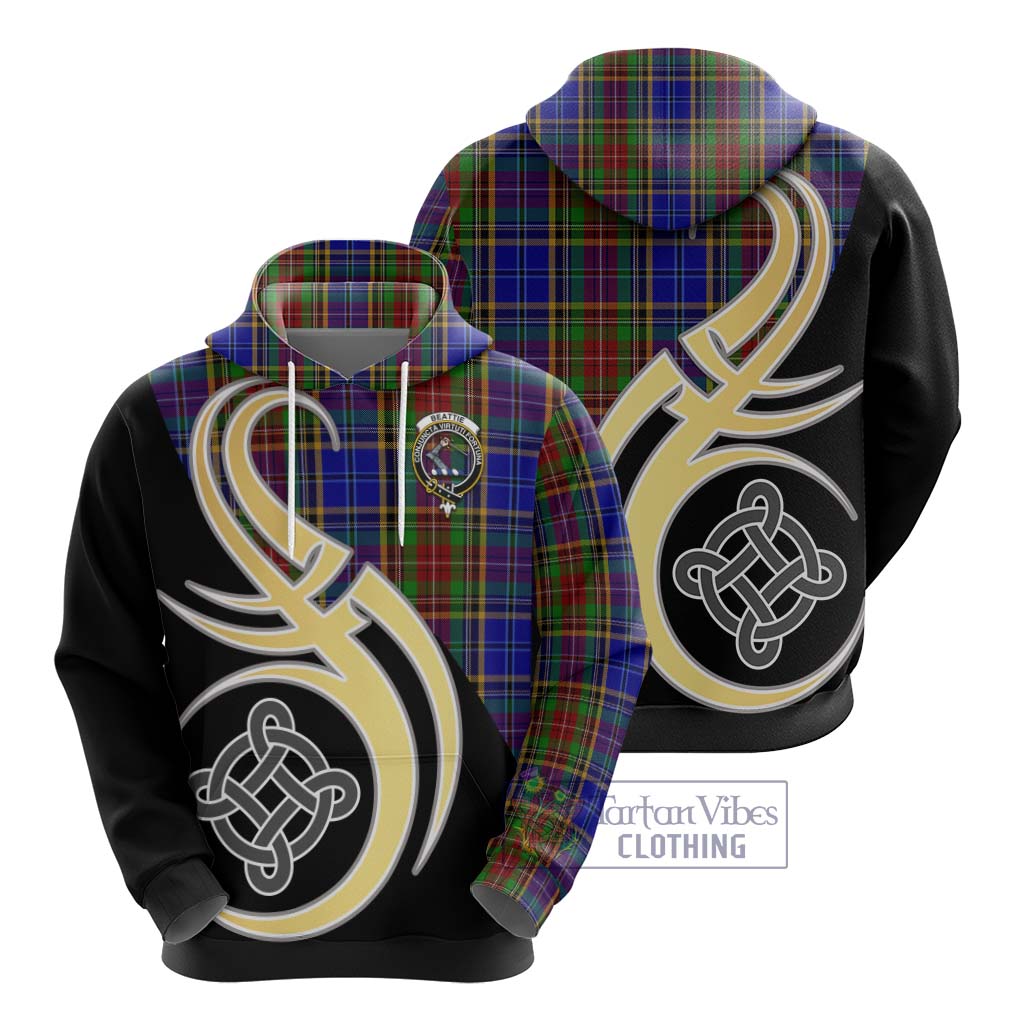 Beattie Tartan Hoodie with Family Crest and Celtic Symbol Style - Tartan Vibes Clothing