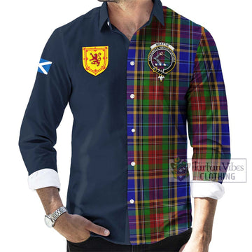 Tartan Vibes Clothing Beattie Tartan Long Sleeve Button Shirt with Scottish Lion Royal Arm Half Style