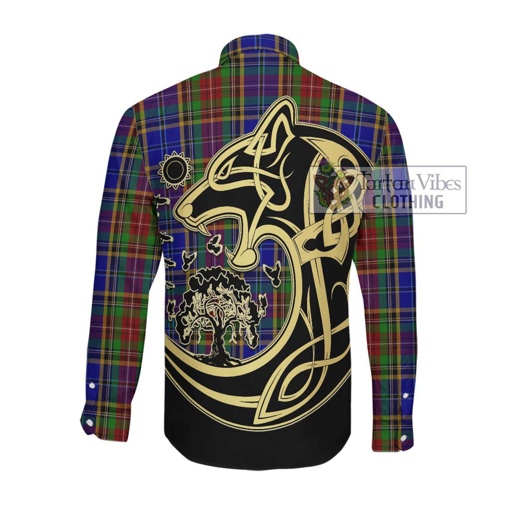 Beattie Tartan Long Sleeve Button Shirt with Family Crest Celtic Wolf Style Men's Shirt - Tartan Vibes Clothing