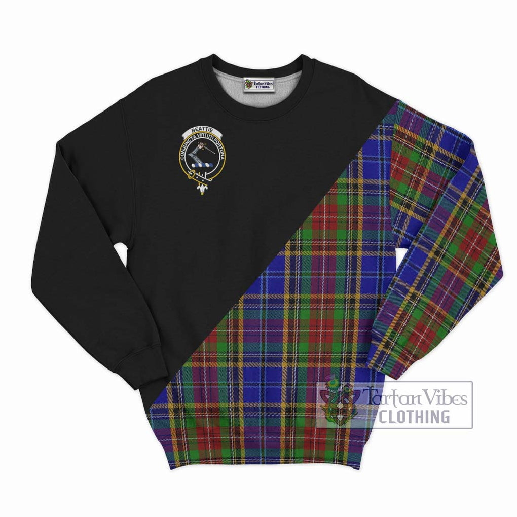 Beattie Tartan Sweatshirt with Family Crest and Military Logo Style - Tartan Vibes Clothing