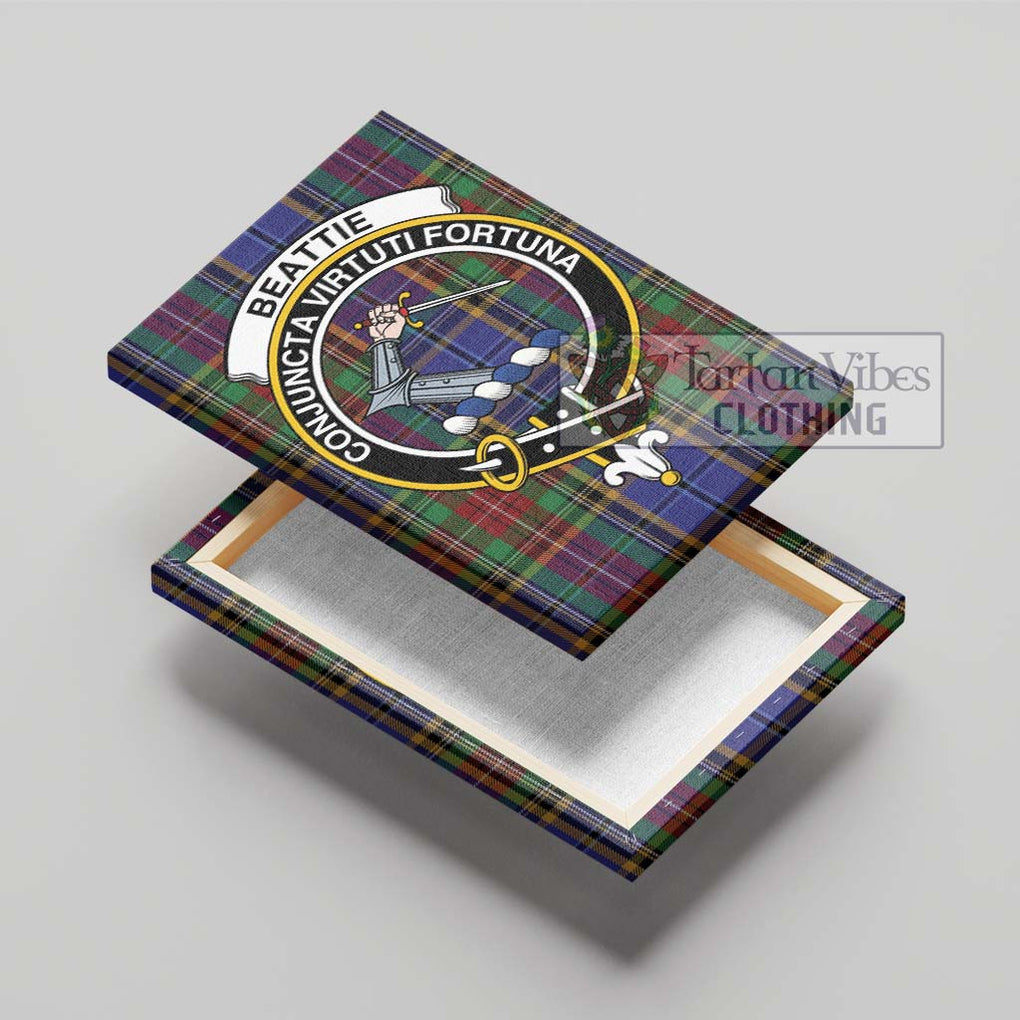 Beattie Tartan Canvas Print Wall Art with Family Crest - Tartan Vibes Clothing