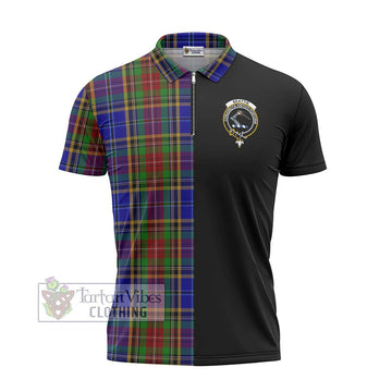 Beattie Tartan Zipper Polo Shirt with Family Crest and Half Of Me Style - Tartan Vibes Clothing