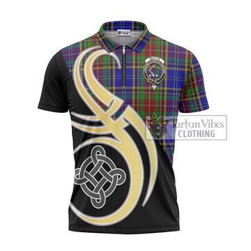 Beattie Tartan Zipper Polo Shirt with Family Crest and Celtic Symbol Style - Tartan Vibes Clothing