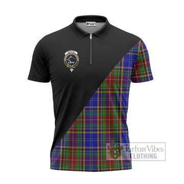 Beattie Tartan Zipper Polo Shirt with Family Crest and Military Logo Style - Tartan Vibes Clothing