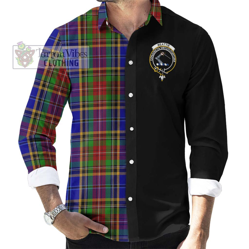 Beattie Tartan Long Sleeve Button Shirt with Family Crest and Half Of Me Style - Tartanvibesclothing Shop