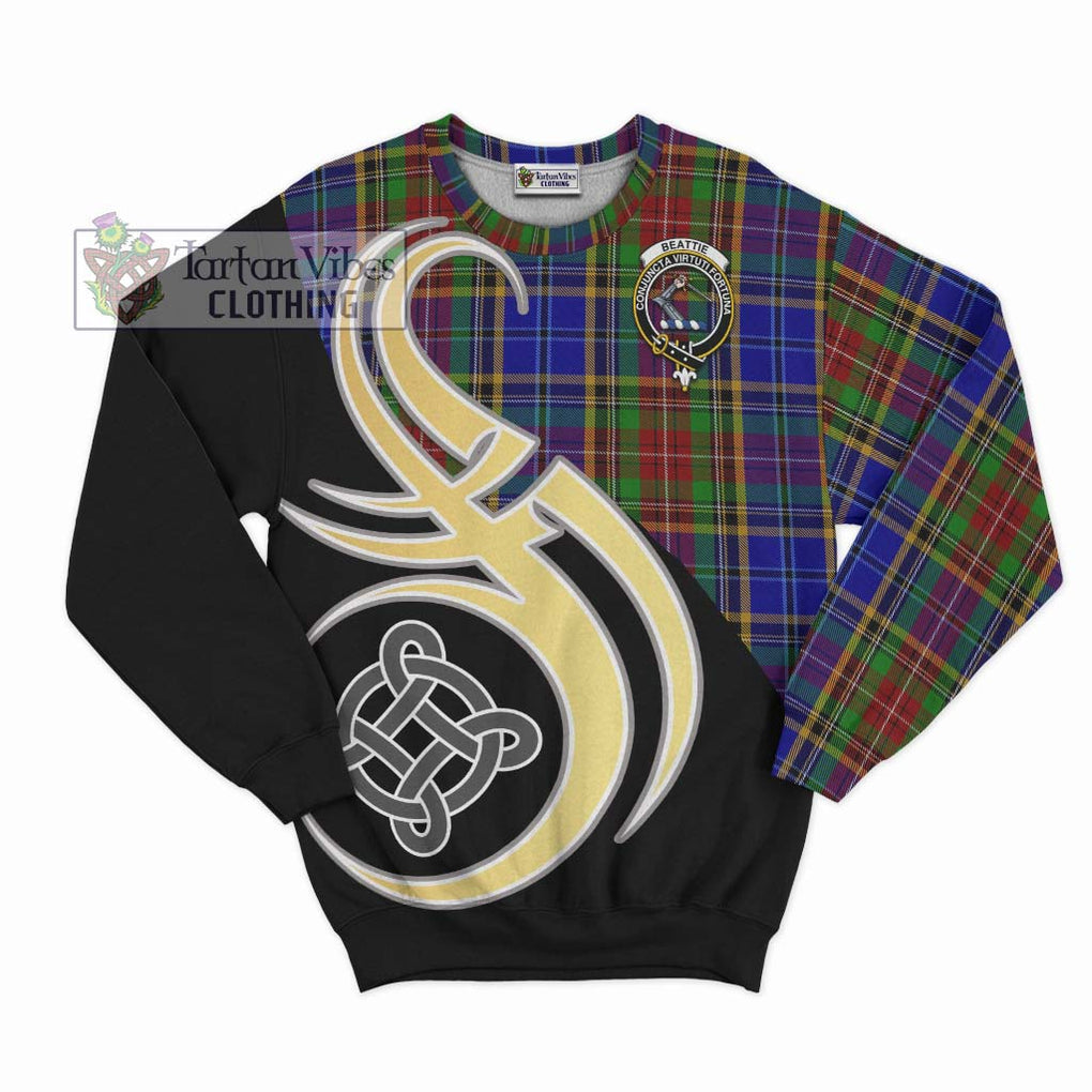 Beattie Tartan Sweatshirt with Family Crest and Celtic Symbol Style - Tartan Vibes Clothing