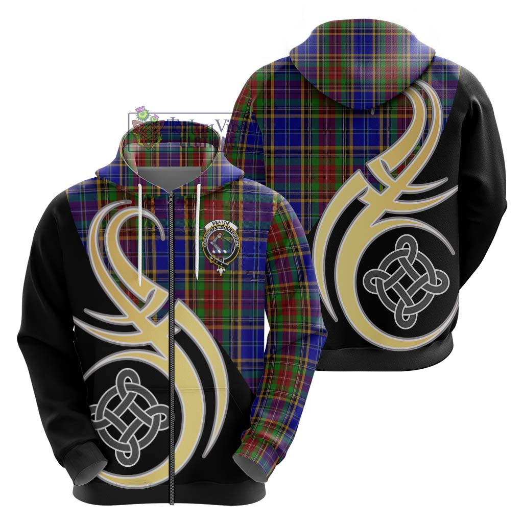 Beattie Tartan Hoodie with Family Crest and Celtic Symbol Style - Tartan Vibes Clothing