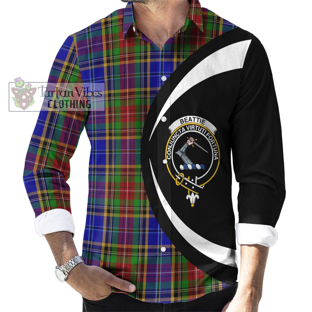 Beattie Tartan Long Sleeve Button Up with Family Crest Circle Style - Tartan Vibes Clothing